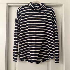 aerie Navy and White Striped Long Sleeve Top